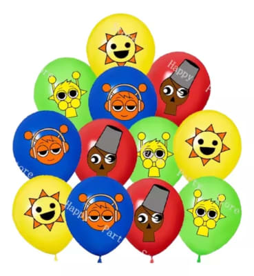 Pack 12 Globos Latex Diseño Sprunki Personajes