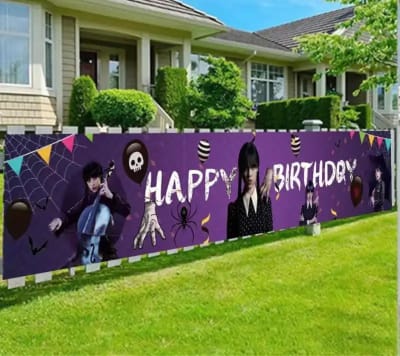 Tela De Fondo Decoración Merlina Happy Birthday