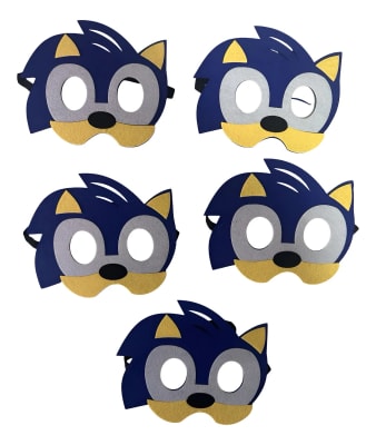 Pack 5 Antifaces Sonic Fieltro Amarillo Cumpleaños Niños