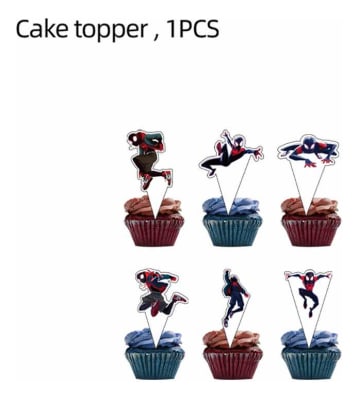 Pack 24 Adornos Cupcakes Decoración Miles Morales Spider