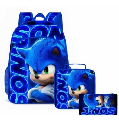 Mochila Diseño Sonic 2 + Estuche + Lonchera1
