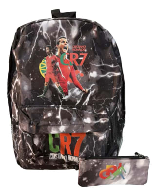 Mochila Escolar 45x30x14cm Diseño Cr7 Con Estuche Portugal