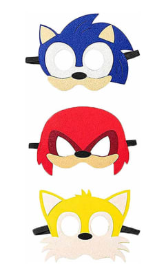 Pack 3 Antifaz Diseño Sonic Tail Knuckles Cumpleaños Niños