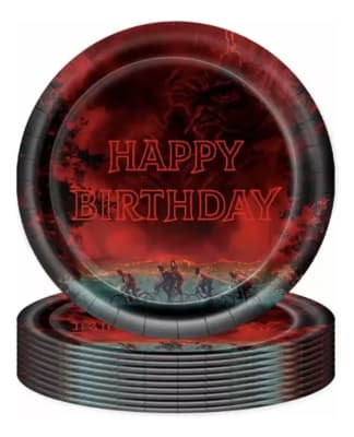 Pack 10 Platos Stranger Eleven Vecna 23cm Cumple Cumpleaños1