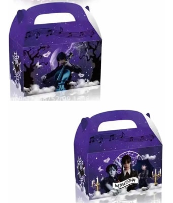 Set 6 Cajas Dulces Diseño Merlina Baile Wednesday Cumpleaños1