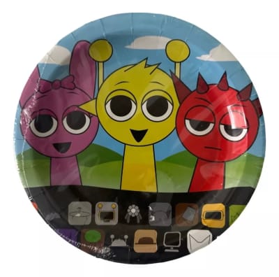 Pack 10 Platos Diseño Sprunki Cumpleaños Cotillon1