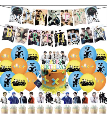 Kit Decoración Cumpleaños Txt Kpop Banner Globos Topper1