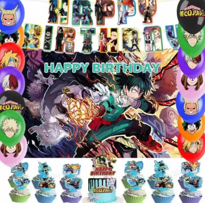 Kit Cumpleaños My Hero Academia + Tela Fondo Decoración1
