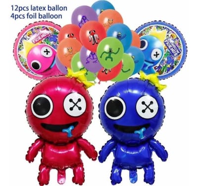 Pack Globos 4 Metalizados 12 Látex Rainbow Friends Roblox
