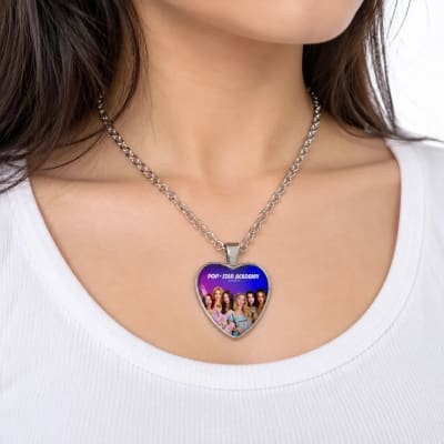 Collar Katseye Pop Star Academy Corazón Kpop Plateado 60cm1