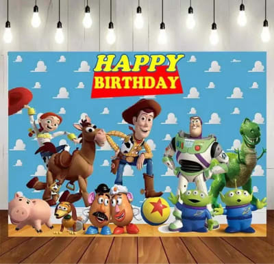 Tela De Fondo Cumpleaños Toy Story 150x100 Cm Decoración1