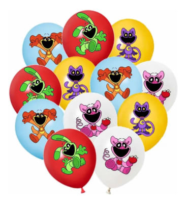 Pack 12 Globos Látex Diseño Smiling Critters Poppy Playtime1
