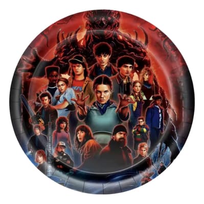 Pack 10 Platos Stranger Eleven Vecna 23cm Cumple Cumpleaños Rojo