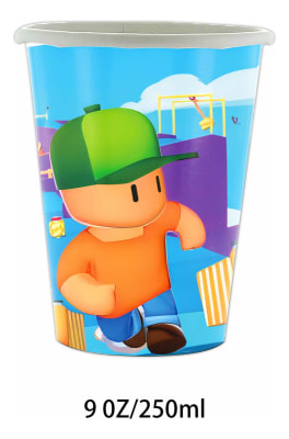 Pack 10 Vasos Cumpleaños Fiestas Stumble Guys Diseño Calidad