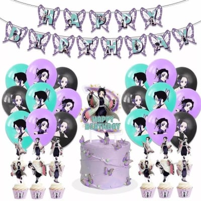 Kit Cumpleaños Shinobu Demon Slayer Decoración Kimetsu1