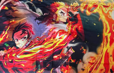 Tela Fondo Demon Slayer Decoración 150x100 Cm (h) Rengoku1
