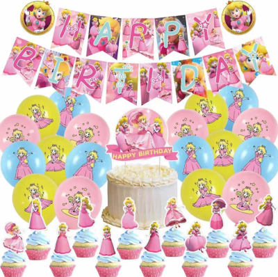 Kit Cumpleaños Globos Princesa Peach 2023 Mario Movie