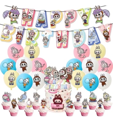 Kit Decoración Cumpleaños Diseño Labubu Fiestas1