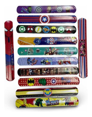 Pack 12 Pulseras Cumpleaños Super Heroes Fiestas Niños