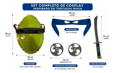 Cosplay Leonardo Tortugas Ninja Infantil 5 Piezas