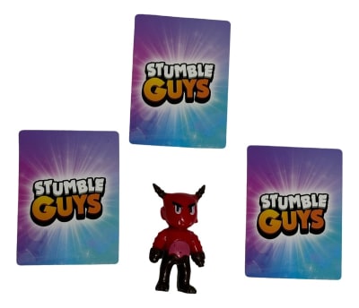 Figura 7cm Red Demon Stumble Guys + 3 Tarjetas Azar1