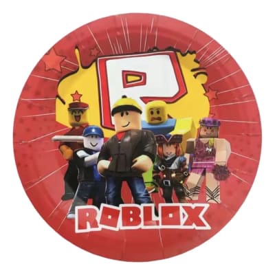 Platos Roblox 18 Cm Pack 10 Desechables Fiesta Cumpleaños Rojo1