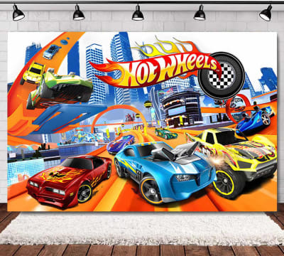 Tela De Fondo Decoración Cumpleaños Hot Wheels Vinilo