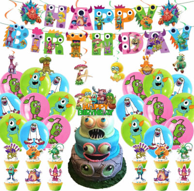 Kit Cumpleaños Globos Decoración Monster My Singing Monsters1