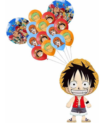 Pack Globos Metalizados Y Látex Monkey D Luffy One Piece1