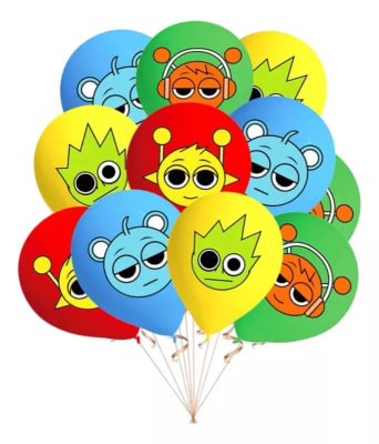 Pack 12 Globos Latex Personajes Diseño Cumpleaños Sprunki1