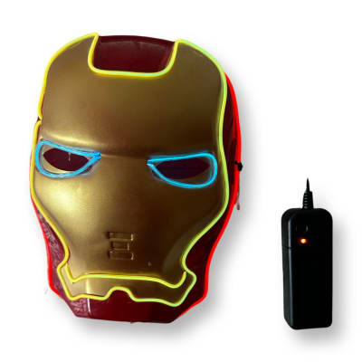 Mascara Cosplay Iron Man Led 3 Efectos Luz De Plástico Niños1