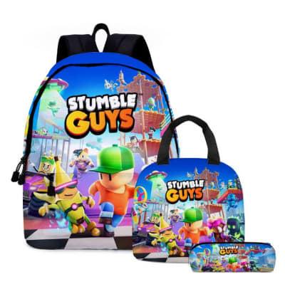 Mochila Escolar Lonchera Estuche Diseño Stumble Guys 2024