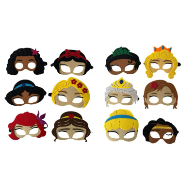Pack 12 Antifaces Mascaras Princesas Calidad Diseño Fieltro