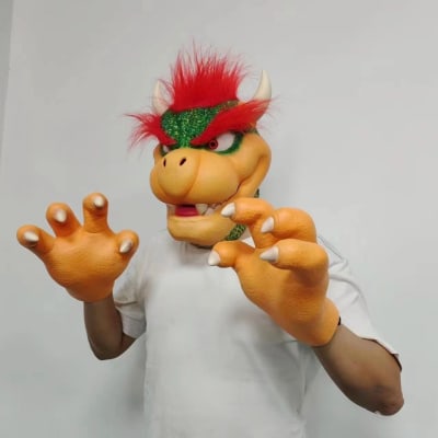 Mascara Cosplay Bowser + Garras Látex Super Mario Bros