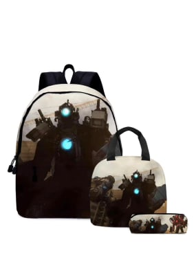 Mochila Escolar Lonchera Estuche Titan Cameraman Skibidi