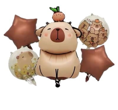 Pack Globos Metalizados Capibara Cumpleaños