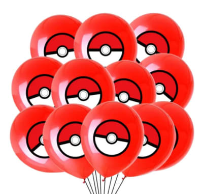Pack 12 Globos Látex Cumpleaños Poke Ball Entretencion1
