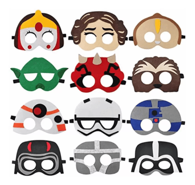 Pack 12 Mascaras Cumpleaños Baby Yoda Star Wars Tela Fieltro1