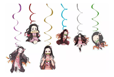 Set 6 Guirnaldas Decoración Cumpleaños Nezuko Demon Slayer