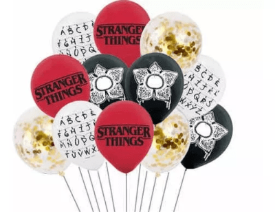 Pack 12 Globos Látex Stranger Things Cumpleaños