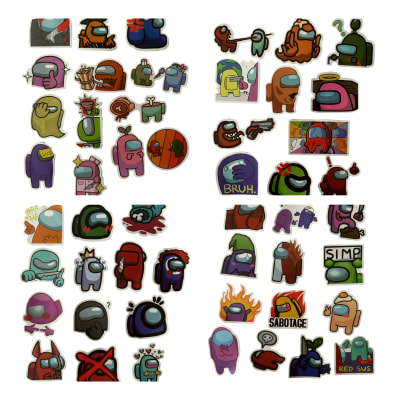 pack 50 sticker cumpleaños among us decoración fiestas