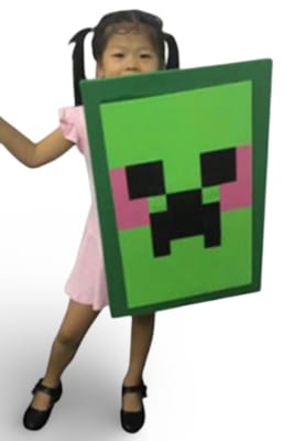 Escudo Minecraft Creeper Goma Eva Cosplay Niños Juego 54x25 cm