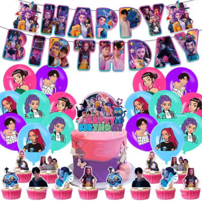 Kit Cumpleaños Huntrix Demon Hunter Saja Boys Cotillón1