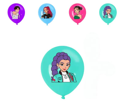 Pack 12 Globos Latex Demon Hunter Kpop Rumi Mira Zoey Jinu1