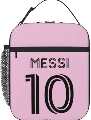 Lonchera Escolar Diseño Messi Inter Miami Rosado v1