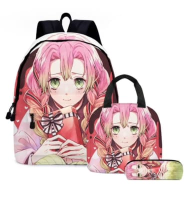 Mochila Escolar Diseño Mitsuri Kanroji + Estuche + Lonchera