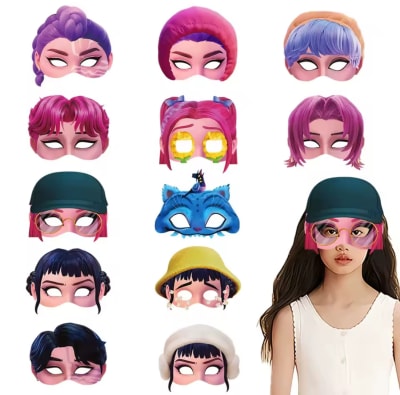 Pack 12 Antifaces Guerreras Kpop Cumpleaños Cosplay Carton