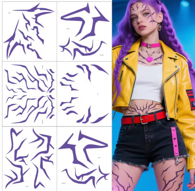 Set 6 Tatuajes Temporales Marcas Demonio Rumi Guerrera Kpop1