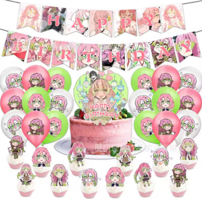 Kit Decoración Cumpleaños Mitsuri Kanroji De Demon Slayer1