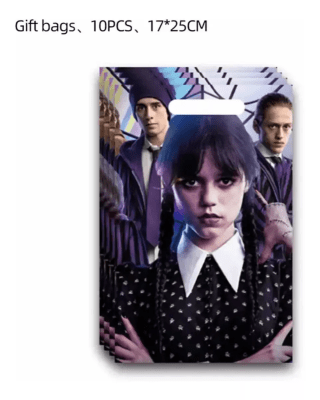 Pack 10 Bolsas Cumpleaños Merlina Addams Wednesday